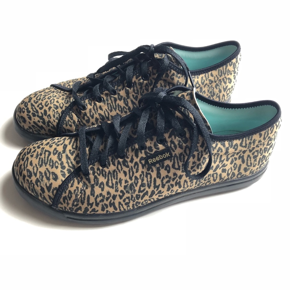 Reebok Womens 7 Athletic Tennis Sneaker Shoes Leopard Cheetah Print workout